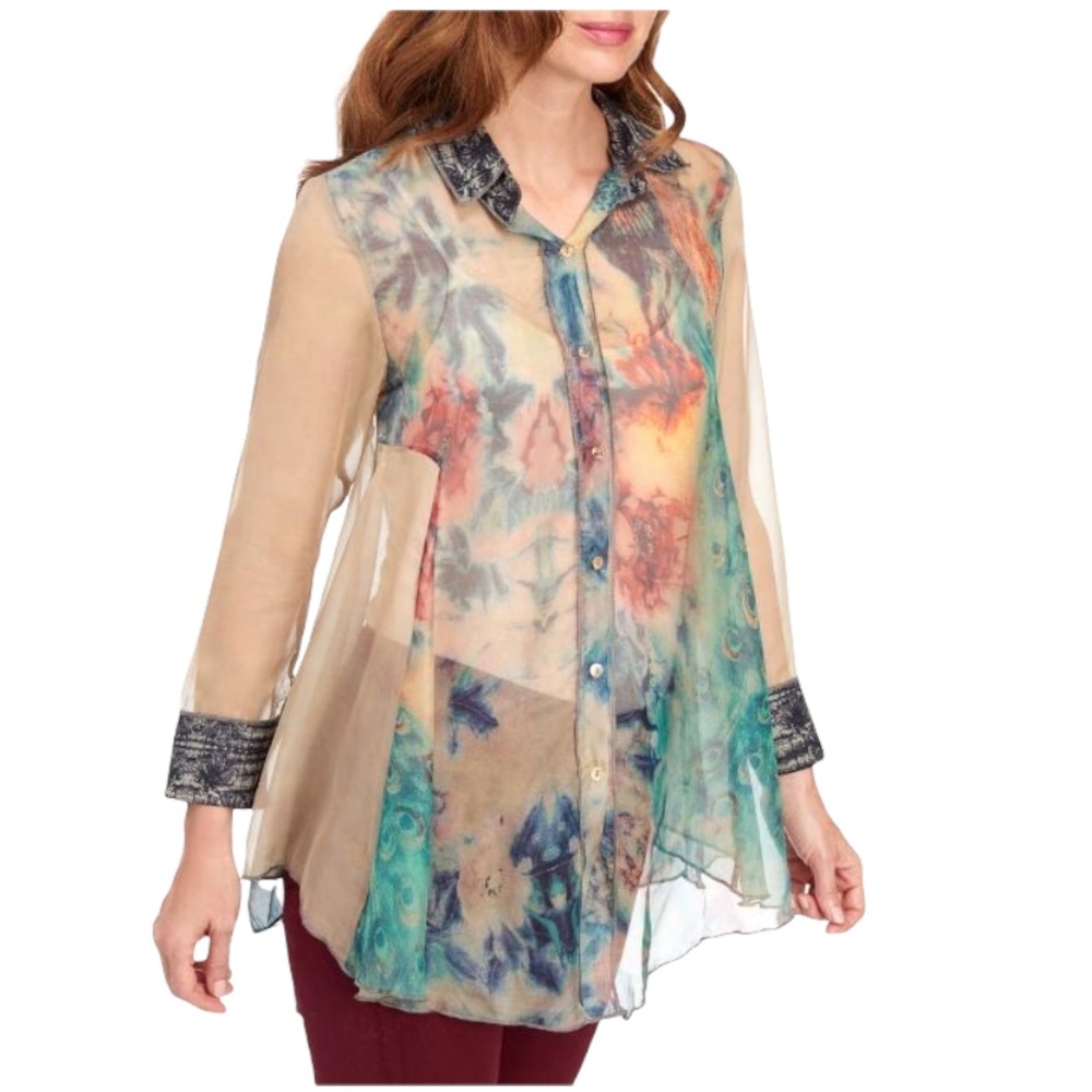 FLEUR DE LIS Mixed Print Chiffon Blouse